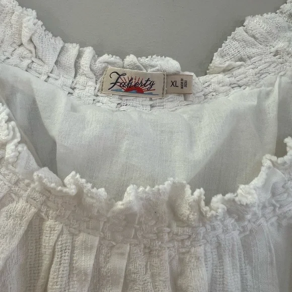 Faherty Annabelle Dress Short Sleeved Cotton Dress Texture Neckline in White, XL - Picture 6 of 12